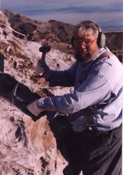 Roger banging away at rhyolite